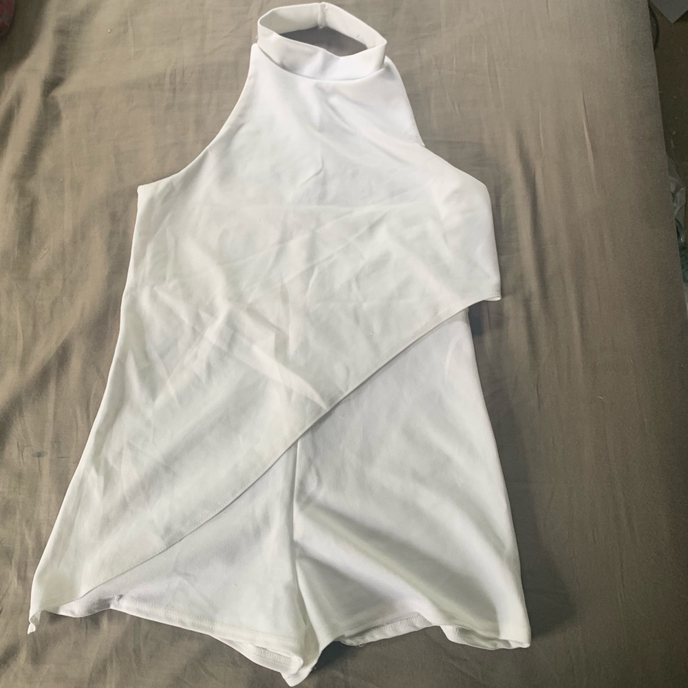 White Crepe Drape Romper